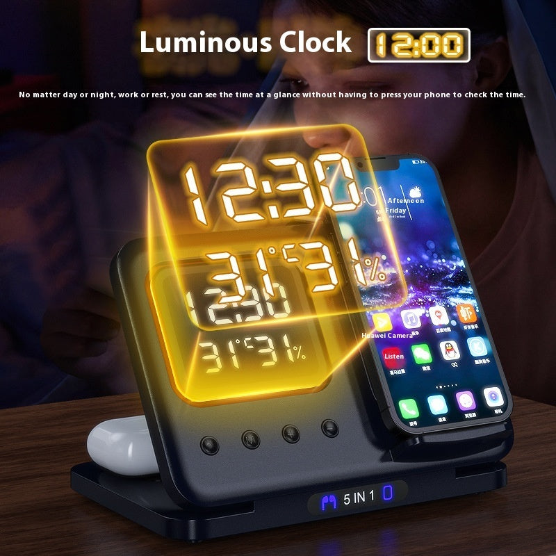 Wireless chargers 5 In1 LED digital alarm clock fast charging station