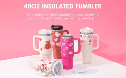 Tumbler With Handle Straw Insulated, Stainless Steel Spill Proof Vacuum Coffee Cup
