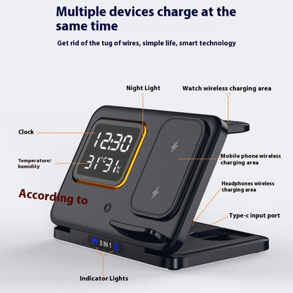 Wireless chargers 5 In1 LED digital alarm clock fast charging station