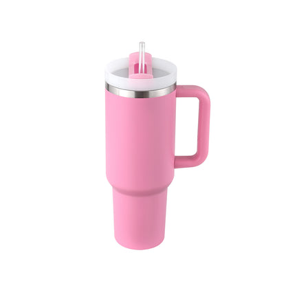 Tumbler With Handle Straw Insulated, Stainless Steel Spill Proof Vacuum Coffee Cup