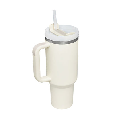 Tumbler With Handle Straw Insulated, Stainless Steel Spill Proof Vacuum Coffee Cup