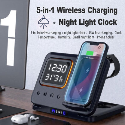 Wireless chargers 5 In1 LED digital alarm clock fast charging station