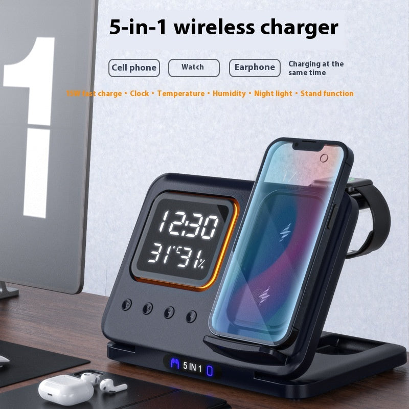 Wireless chargers 5 In1 LED digital alarm clock fast charging station